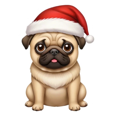 Pug wearing a Santa hat sticker