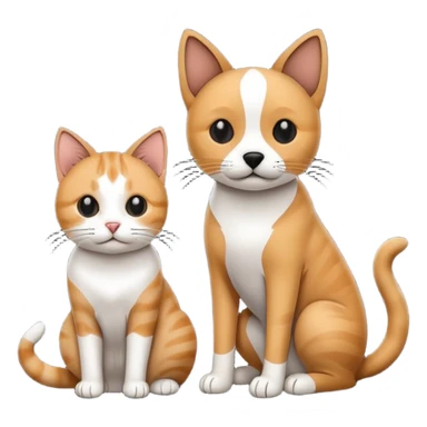 Minimalistic flat vector icon, iOS style, thin black contour on white background. Cat and dog sitting together. Clean, no text, no shadows. sticker