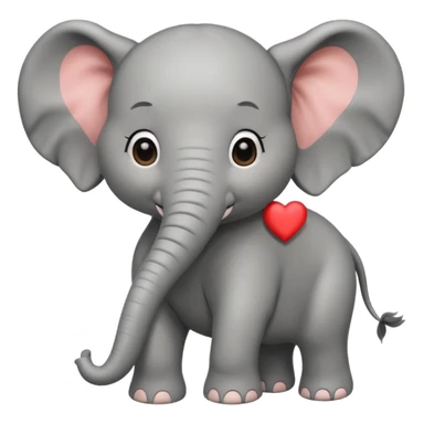 Elephant calf with small heart symbol on head. sticker