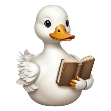 white duck holding book sticker
