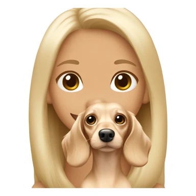 Cream longhair dachshund with girl sticker