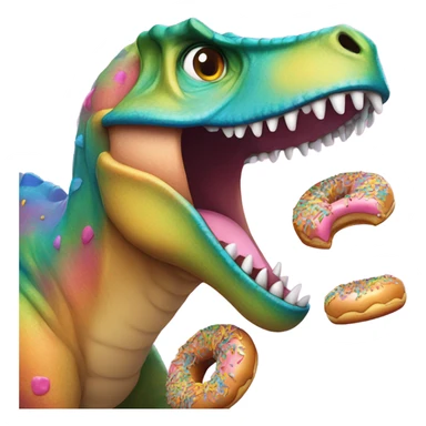 Dinosaur eating a doughnut sticker