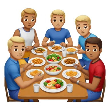 men eating at restaruant sticker