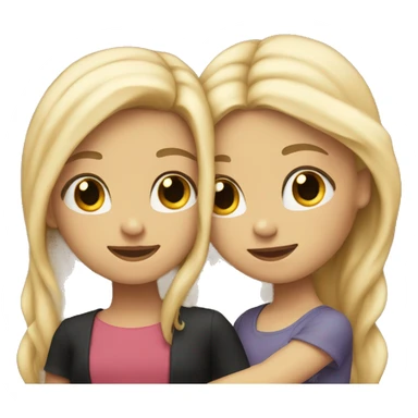 Two sisters hugging. One with long blonde hair and one with long black hair sticker