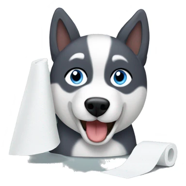 Husky eating toilet paper  sticker