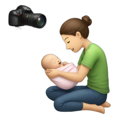 photographer photographing a newborn sticker