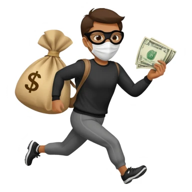 Thief running away with money bag  sticker