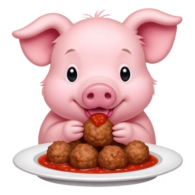 piglet eating meatballs sticker