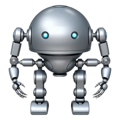 completely symmetrical 4 legged robot. center sphere with 4 evenly spaced legs extending from each side sticker