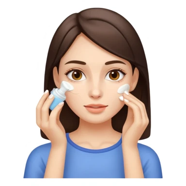 Brunette Girl applying face cream  sticker