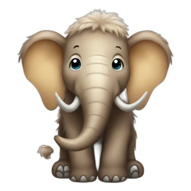 Cute fluffy baby mammoth sticker