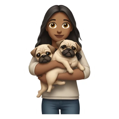 A girl with 2 pug in her arms sticker