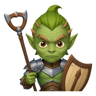 Goblin Warrior – short green goblin with armor and wooden club sticker
