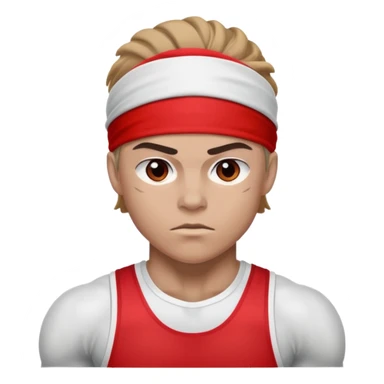 athlete with red headband sticker