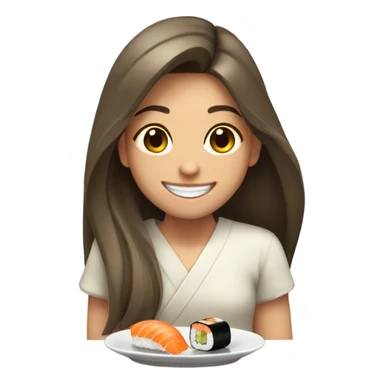 smiling girl with long hair eating sushi  sticker