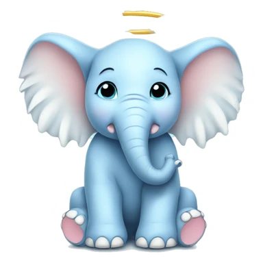 Baby blue baby elephant that is fat with big white angel wings  sticker
