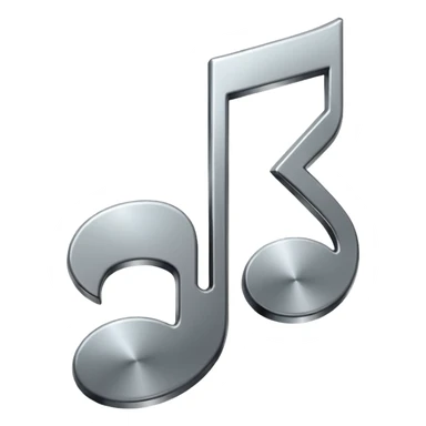 music note with a chromic metal texture, no gold sticker