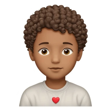 Brown boy with a dro fade haircut his hair is curly dreaming about his girlfriend small smirk on his face eyes closed with a little heart above his head sticker