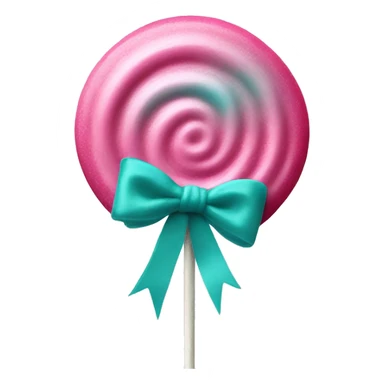 Realistic pink to teal ombre lollipop candy with teal bow on the stick. sticker