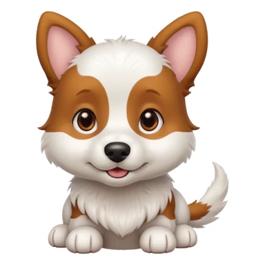 White dog with brown eyes and some long body and white ears with brown spots curved on the sides sticker