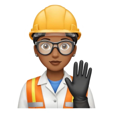 Black gender neutral factory worker in work uniform with gloves and safety goggles sticker
