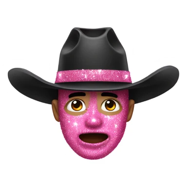 Man with black cowboy hat crying pink glitter happy tears  sticker