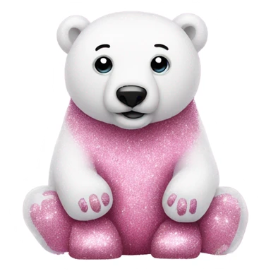 Pink full body polar bear with glitter  sticker