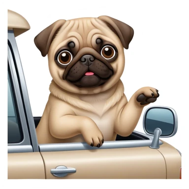 Pug hanging out of car window sticker