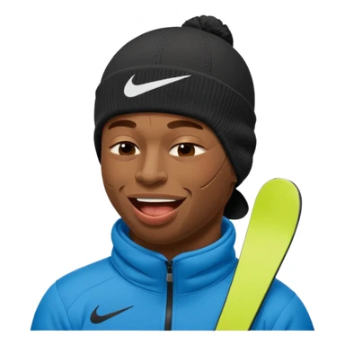 black guy with nike ski mask on squinching his face with his mouth closed trying to hold his laugh with his eyes closed sticker