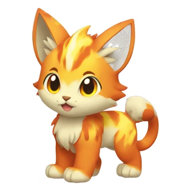 Red orange yellow Fire type lynx-Pokémon sticker