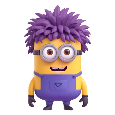 purple minion with crazy hair sticker
