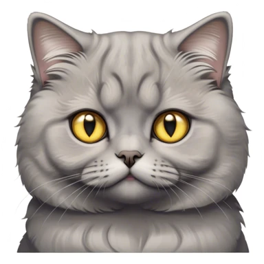 Cinematic Adorable Fluffy Grey Scottish Fold Cat Portrait Emoji, Adorable folded ears perched atop its soft, round head, head tilted cutely with big, sparkling yellow eyes, soft grey fur with darker points on the ears, face, and paws, Simplified yet irresistibly adorable features, highly detailed, glowing with a soft, warm glow, high shine, affectionate and playful, stylized with a touch of whimsy, bright and endearing, soft glowing outline, capturing the essence of a curious and loving kitten with the signature charm of a Scottish Fold's unique folded ears, so cute it feels like it could leap out of the screen and snuggle up for a cuddle! sticker
