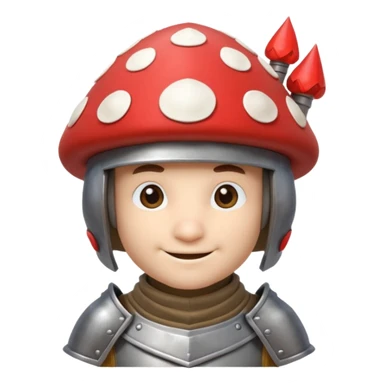 mushroom knight portrait, head and shoulders only, mushroom cap helmet, tiny armor collar, heroic smile, fantasy vibe, 3D cartoon, mobile game icon style, clean background, no text, no watermark
 
 sticker