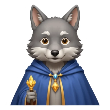 a wolf in a cape, wizard, magic in paw sticker
