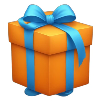 orange gift with blue bow sticker