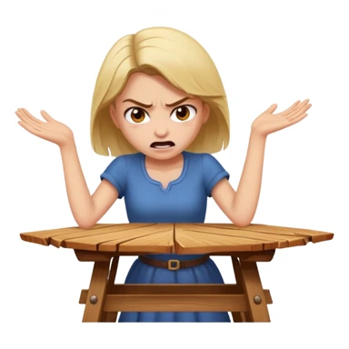 girl flipping table over angrily sticker