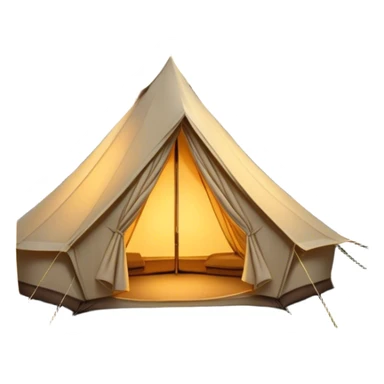 Cinematic Realistic Tent, a sturdy canvas tent nestled among tall trees, warm golden light spilling from inside, gentle folds in the fabric visible, glowing against the cool, dark forest backdrop, evoking a sense of adventure and comfort. sticker