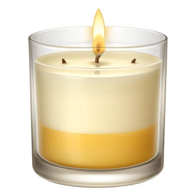 Scented candle, in translucent holder  minimalist style, high detail, still life, 4k sticker