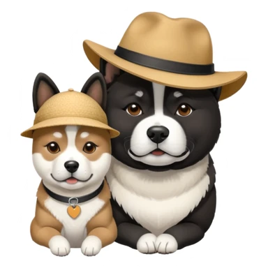 Black American akita hat with his black and white American akita friend  sticker
