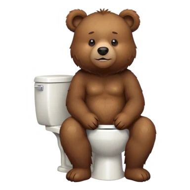 Brown bear sitting on a toilet sticker