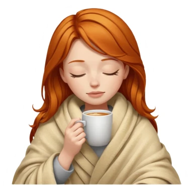 girl with ginger hair inside a blanket sipping coffee eyes closed sticker