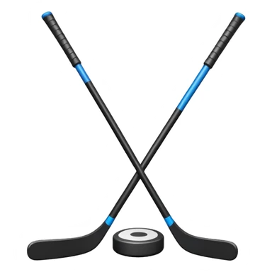 two hockey sticks crossing and a puck like the original apple hockey stick emoji sticker
