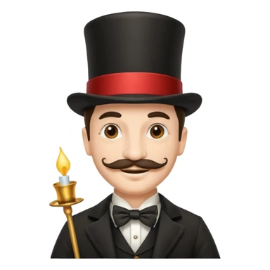 Magician with mustache, wearing a classic top hat sticker