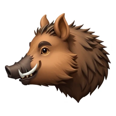 Wild boar face side view with more and more long tusks emoji realistic sticker