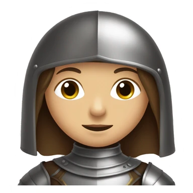 Girl knight with long brown hair and dark brown eyes and a face covering helmet  sticker