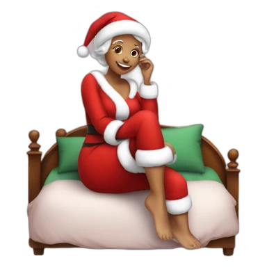 mrs santa claus sitting on bed sticker