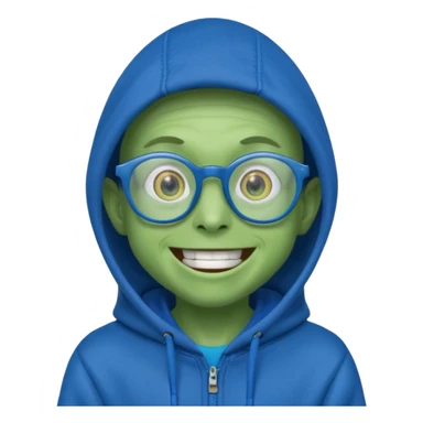 excited alien wearing hoodie and glasses sticker