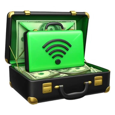 open wifi money filled briefcase sticker