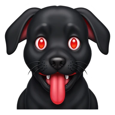 Generate a emoji of a big evil black dog with red eyes and a tongue sticking out sticker