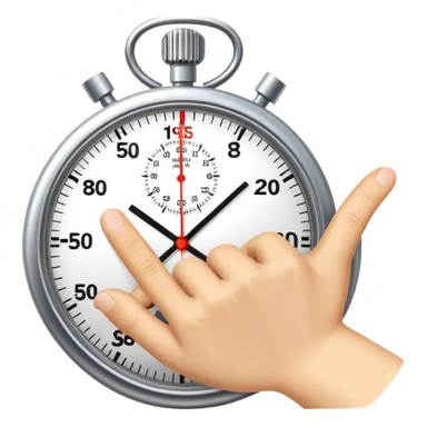 Stopwatch showing 1 minute and 58 seconds, hands pointing just before the 2-minute mark, symbolizing the two-minute rule in productivity sticker